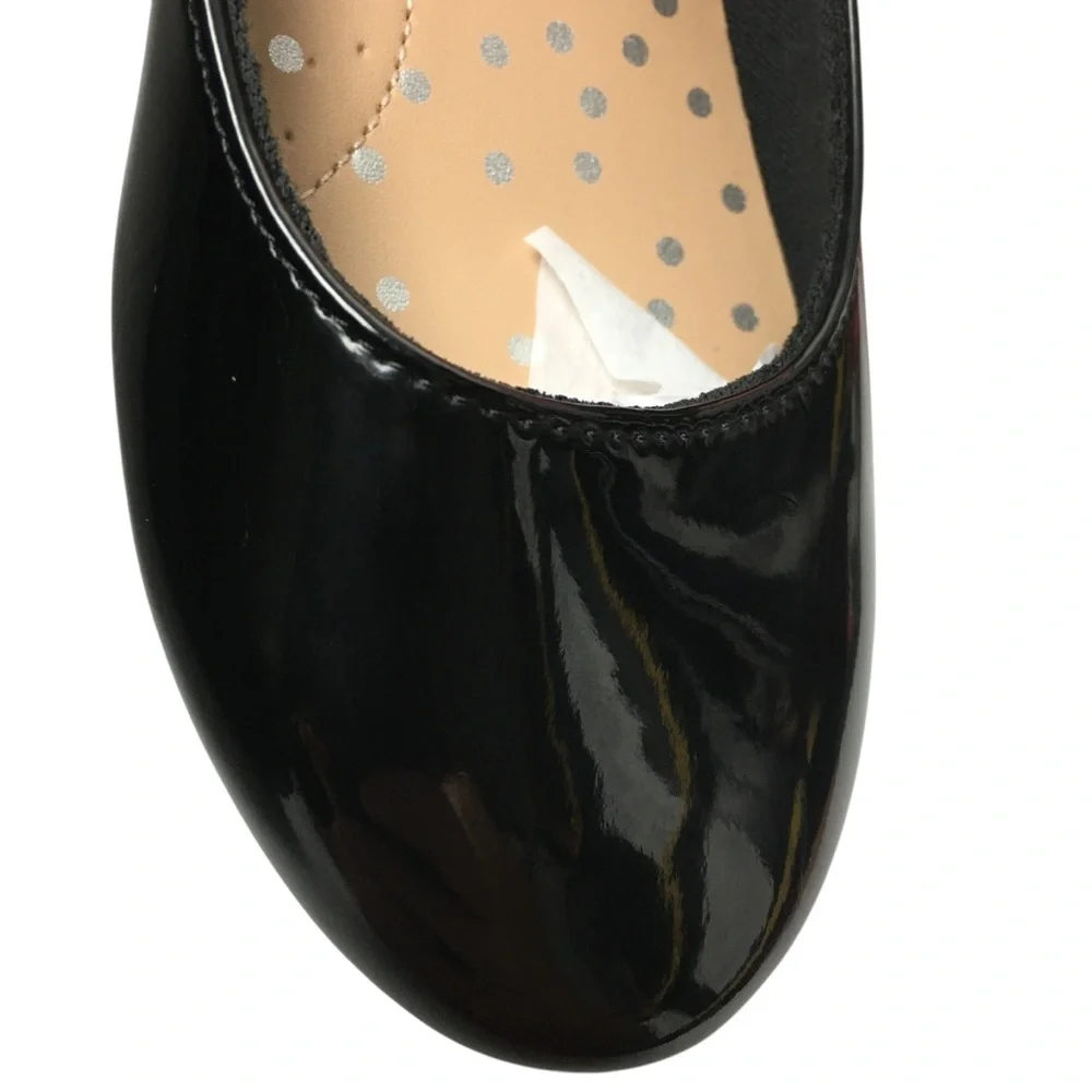 WONDER NATION Girl’s Ankle Ballet Dress Flat Elastic Straps Black Patent Size 13